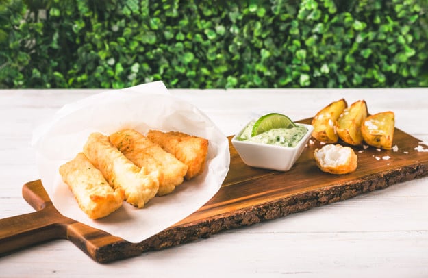 “Fish and chips” de bacalao 