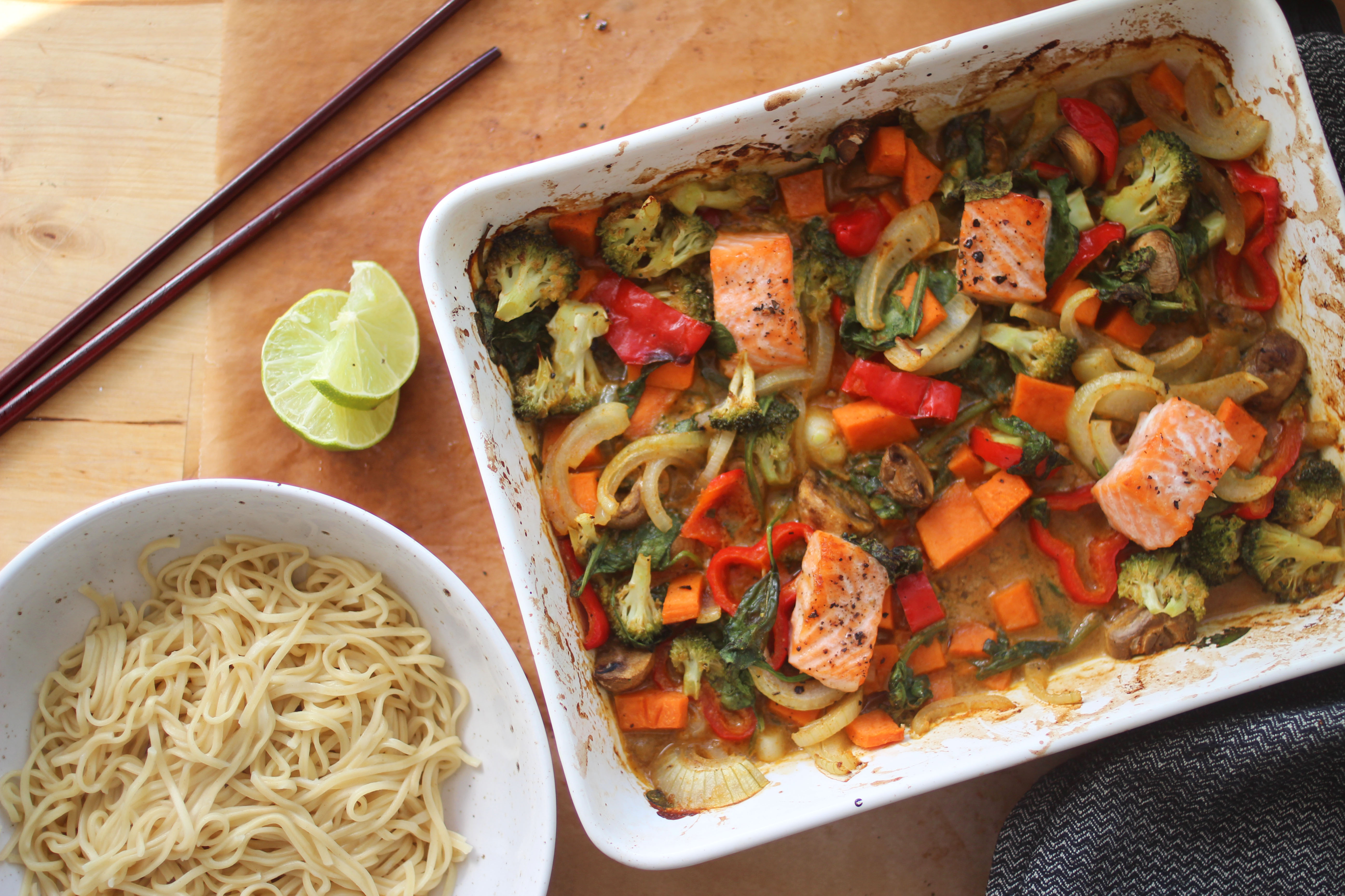 Ovnsbakt laks med karripasta